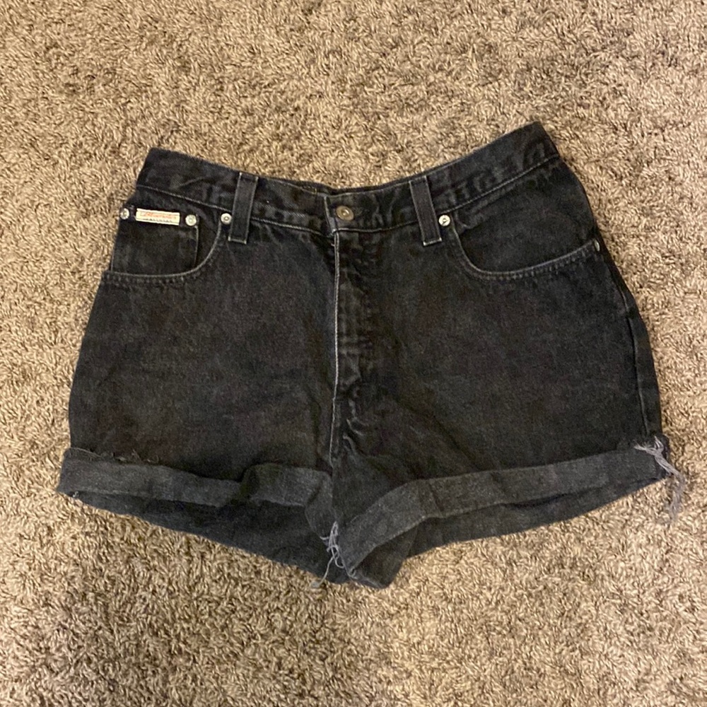 Black jean shorts high waisted